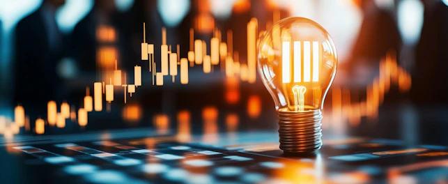 Rozświetlona żarówka z rozmawiającymi ludźmi w tle.